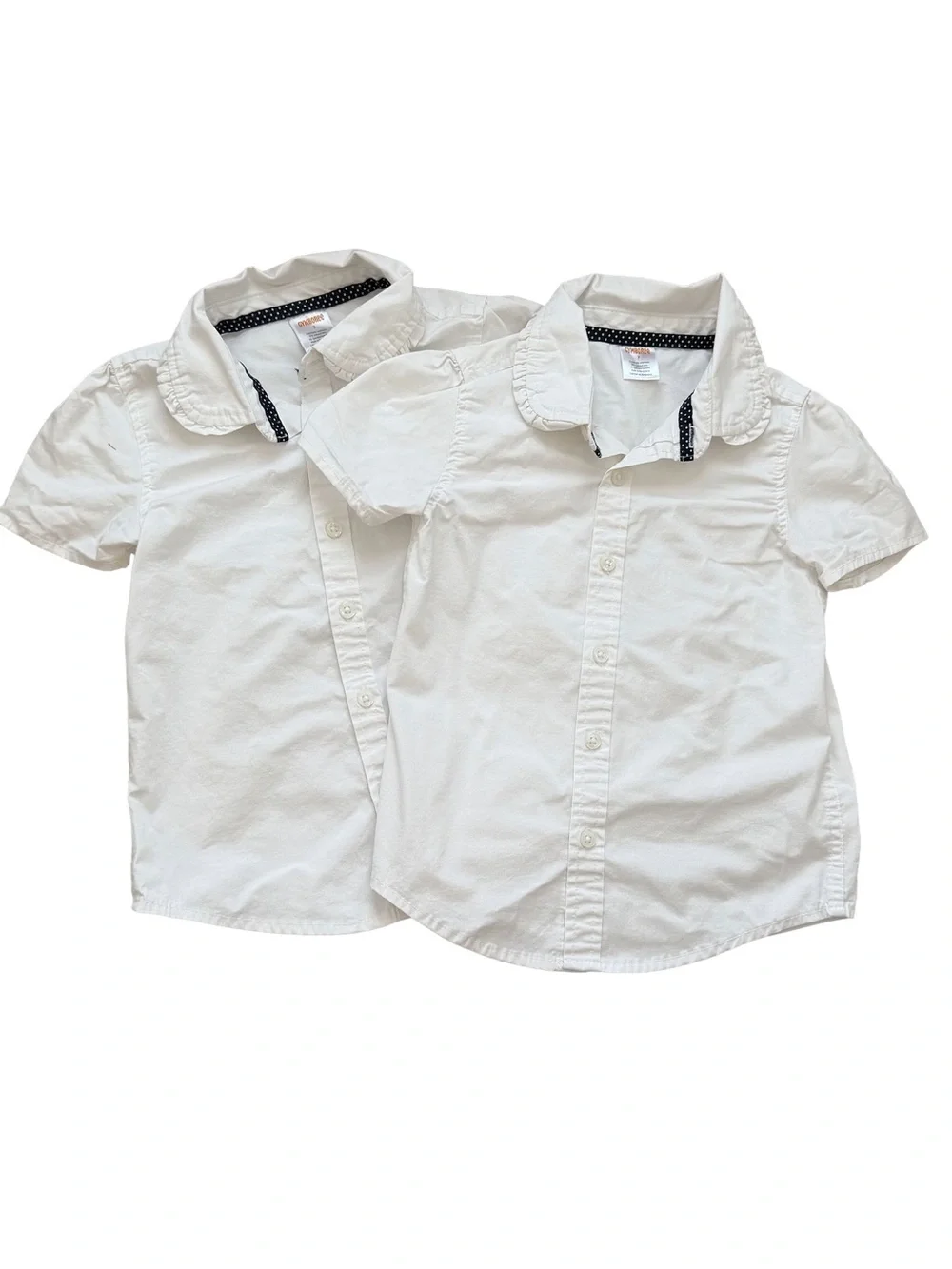 🤍 Lot of 2 Gymboree girls’Uniform white short sleeve Peter Pan collar, size 7.